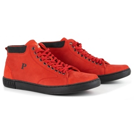Polbut Zapatos creepers hombre piel 2108sw rojo 3