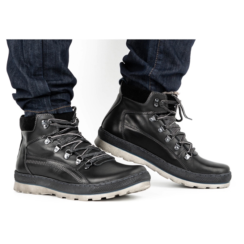 Olivier Zapatos de cuero aislantes para hombres 378MA negros 1