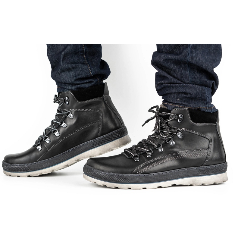 Olivier Zapatos de cuero aislantes para hombres 378MA negros 2