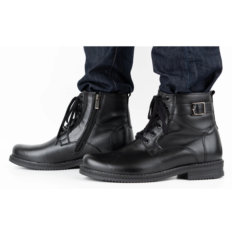 Olivier Botas invierno hombre insuladas cuero 953MA negro 2