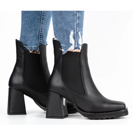 Exquisite Botas de mujer de piel en el puesto 1406EX negro 9