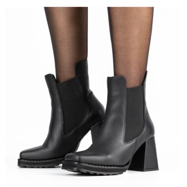 Exquisite Botas de mujer de piel en el puesto 1406EX negro 3