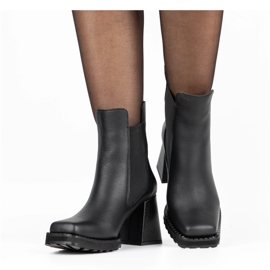 Exquisite Botas de mujer de piel en el puesto 1406EX negro 4
