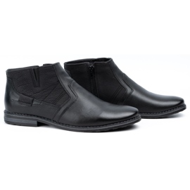 Olivier Botas de invierno de piel para hombre Chelsea boots 903KZ negro 3