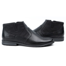 Olivier Botas de invierno de piel para hombre Chelsea boots 903KZ negro 5