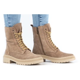 WASAK Botines mujer piel invierno con cordones 0640 beige 5