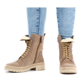 WASAK Botines mujer piel invierno con cordones 0640 beige 1