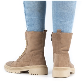 WASAK Botines mujer piel invierno con cordones 0640 beige 6
