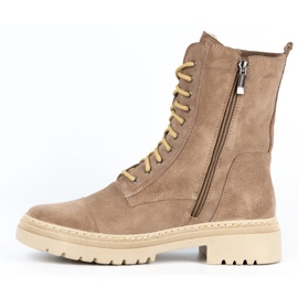 WASAK Botines mujer piel invierno con cordones 0640 beige 2