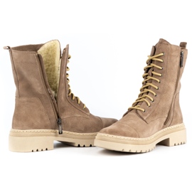 WASAK Botines mujer piel invierno con cordones 0640 beige 4