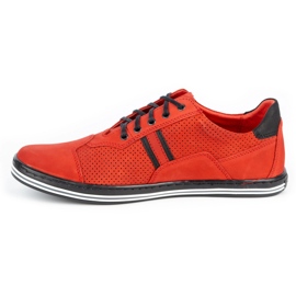 Polbut Zapatos casual de hombre 1801P nobuk rojo con negro 1