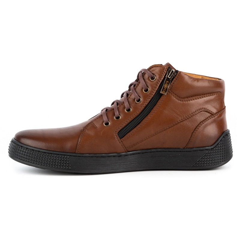 Kampol Zapatos de hombre sneakers de piel 120SW marrón 1 Kampol Zapatos de hombre sneakers de piel 120SW marrón 1