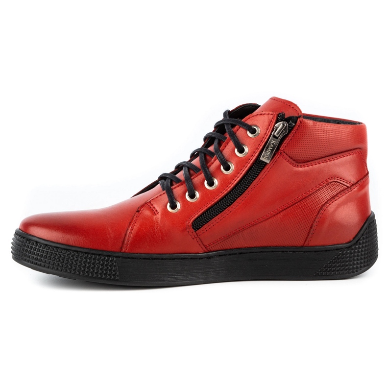 Kampol Zapatos de hombre sneakers de piel 120SW rojo 1