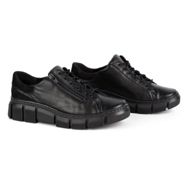 WASAK Zapatos mujer sneakers de piel 0663W negro 3