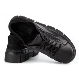 WASAK Zapatos mujer sneakers de piel 0663W negro 5