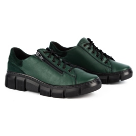 WASAK Zapatos mujer sneakers de piel 0663W verde 2