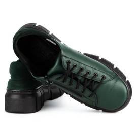 WASAK Zapatos mujer sneakers de piel 0663W verde 4