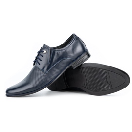 Olivier Zapatos hombre piel elegantes 302T3 azul marino 3