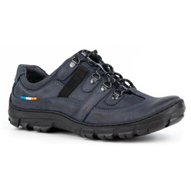 Olivier Zapatos trekking hombre piel 213GT azul marino 2
