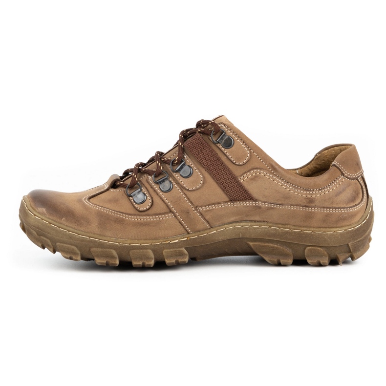 Olivier Zapatos trekking hombre piel 213GT marrón beige 1