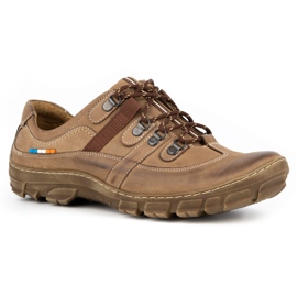 Olivier Zapatos trekking hombre piel 213GT marrón beige 2