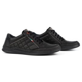 Olivier Zapatos casuales de cuero para hombres 297GT negros 2
