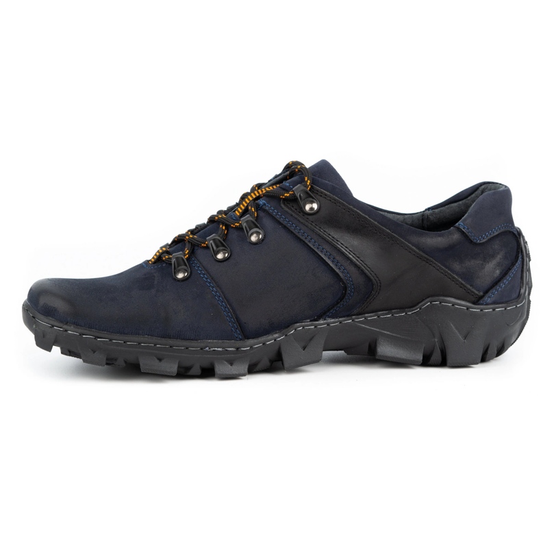Olivier Zapatos trekking hombre piel 214GT azul marino negro 1