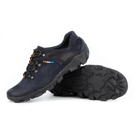 Olivier Zapatos trekking hombre piel 214GT azul marino negro 3