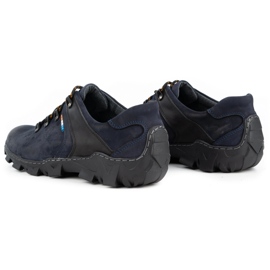 Olivier Zapatos trekking hombre piel 214GT azul marino negro 5