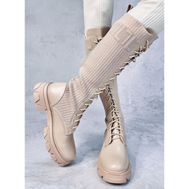 Botas de montar con parte superior flexible Keyshia Beige 5
