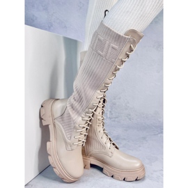 Botas de montar con parte superior flexible Keyshia Beige 1
