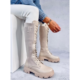 Botas de montar con parte superior flexible Keyshia Beige 3