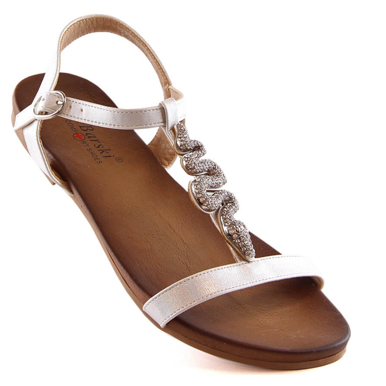Sandalias mujer planas cómodas con serpiente plateada S.Barski Kv 5541-42 plata 1