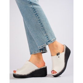Pantuflas mujer cuña Shelovet blancas blanco 1