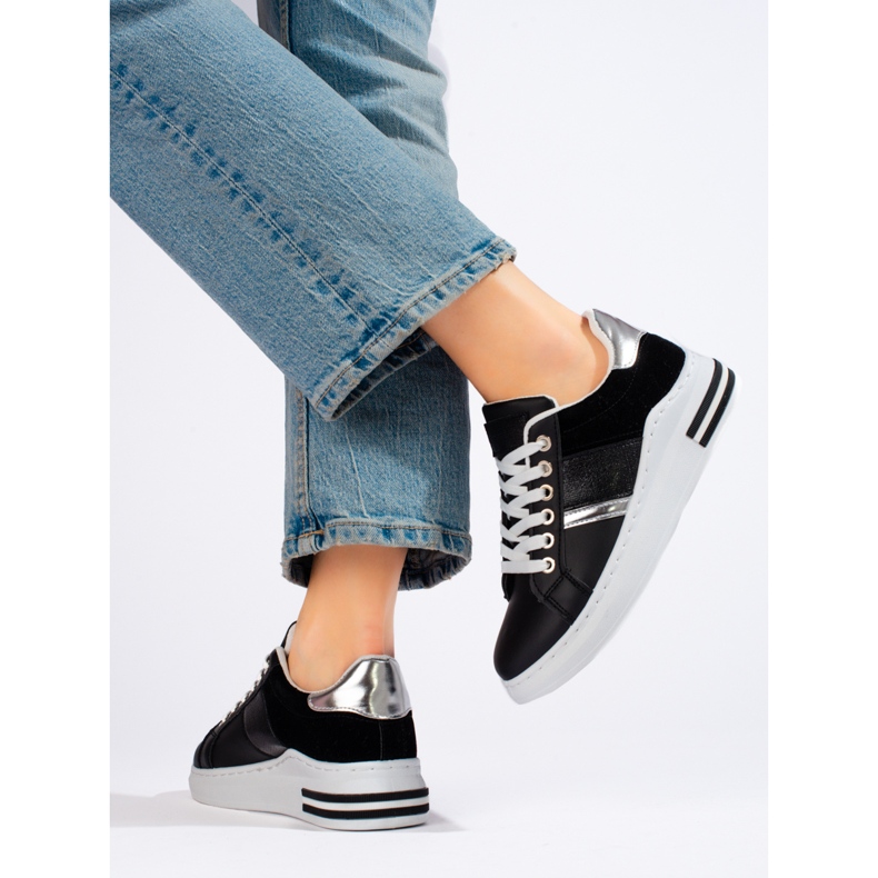 Deportivas negras con suela gruesa de Shelovet negro 2