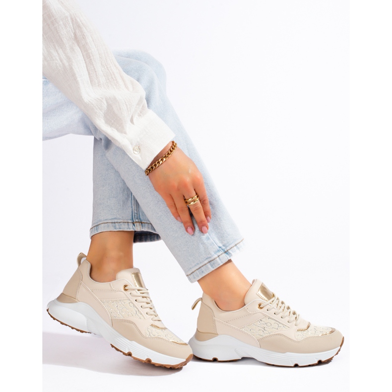 Zapatillas de mujer con suela gruesa beige Shelovet. 1
