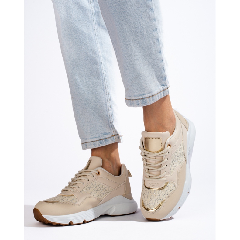 Zapatillas de mujer con suela gruesa beige Shelovet. 2