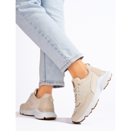 Zapatillas de mujer con suela gruesa beige Shelovet. 3