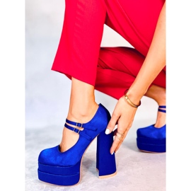 Zapatos de tacón con plataforma de raso azul Prandi 2