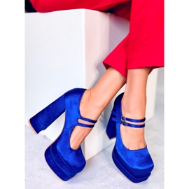 Zapatos de tacón con plataforma de raso azul Prandi 5