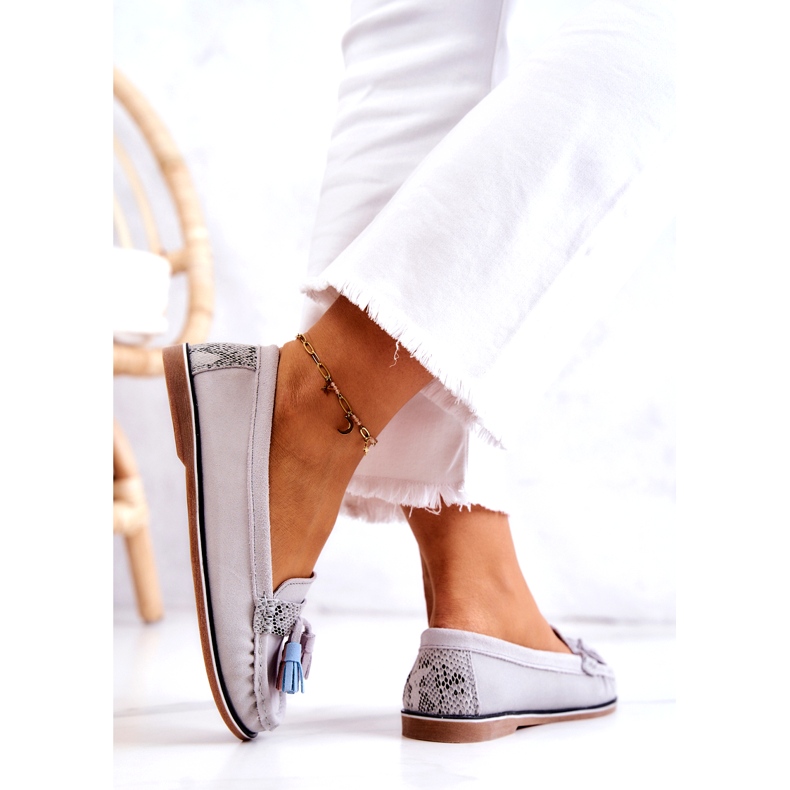 Evento Mocasines Mujer Ante Flecos Gris Laressa 3
