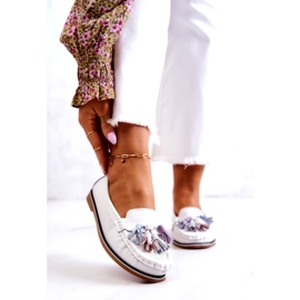 Evento Mocasines Mujer Piel Con Flecos Blanco Laressa 1