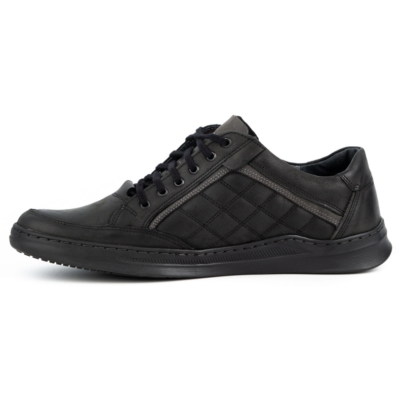 Olivier Zapatos casuales de cuero para hombres 297GT negros 1