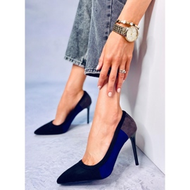 BM Stilettos de mujer tricolor LT104P NEGRO / AZUL / GRIS 5