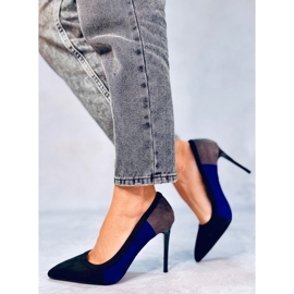 BM Stilettos de mujer tricolor LT104P NEGRO / AZUL / GRIS 4