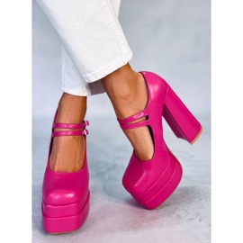 Zapatos de tacón con plataforma de grano Loit Fucsia rosado 6
