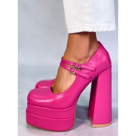 Zapatos de tacón con plataforma de grano Loit Fucsia rosado 4