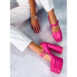 Zapatos de tacón con plataforma de grano Loit Fucsia rosado 5