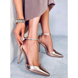 Zapatos de tacón metalizados de mujer Christa Champagne rosado 3