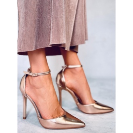 Zapatos de tacón metalizados de mujer Christa Champagne rosado 2